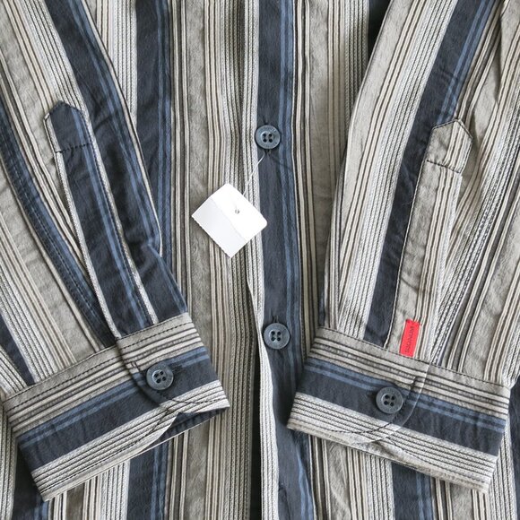 Signum Cotton Blend Multi Color Stripe Button Down Long Sleeve Shirt Size Large - Picture 5 of 9